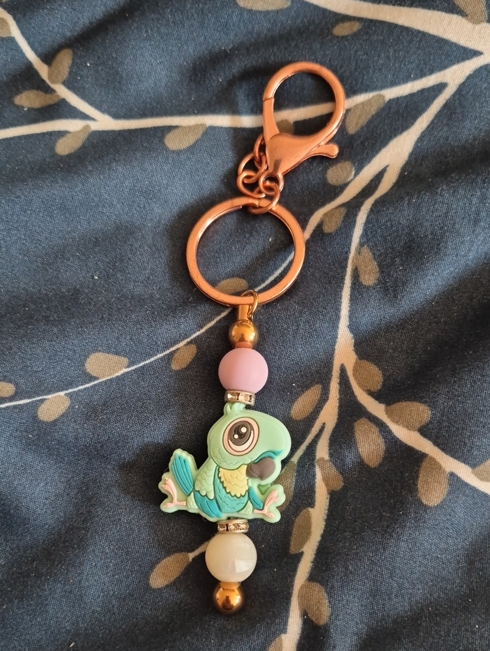 Cute Green Parrot Bird Keychain Charm - Keys Accessory